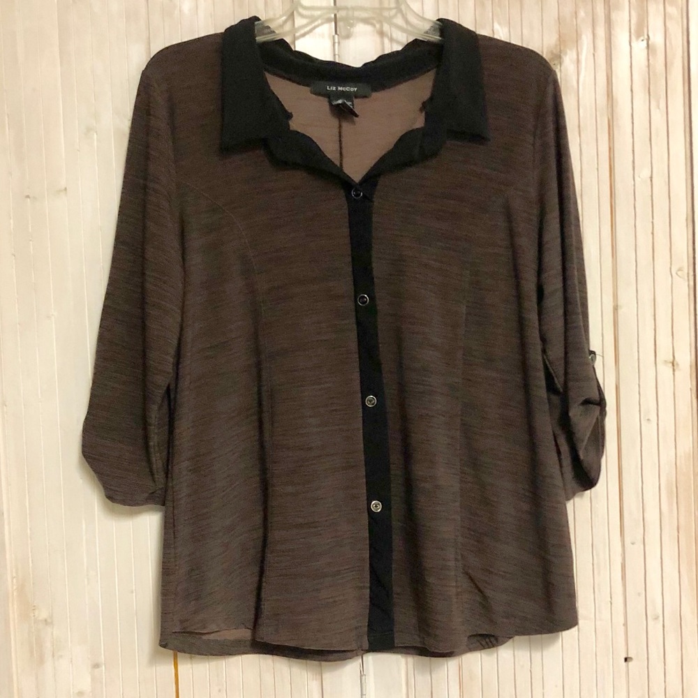 Liz McCoy | Olive Green Button Down Blouse